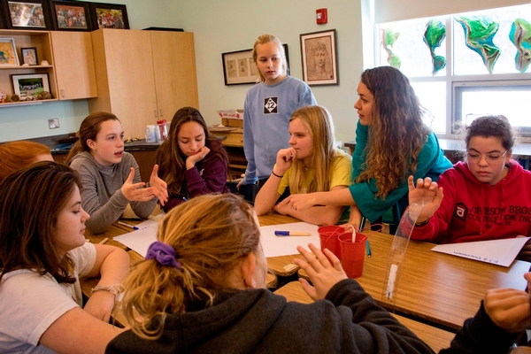 Middle school students with teacher