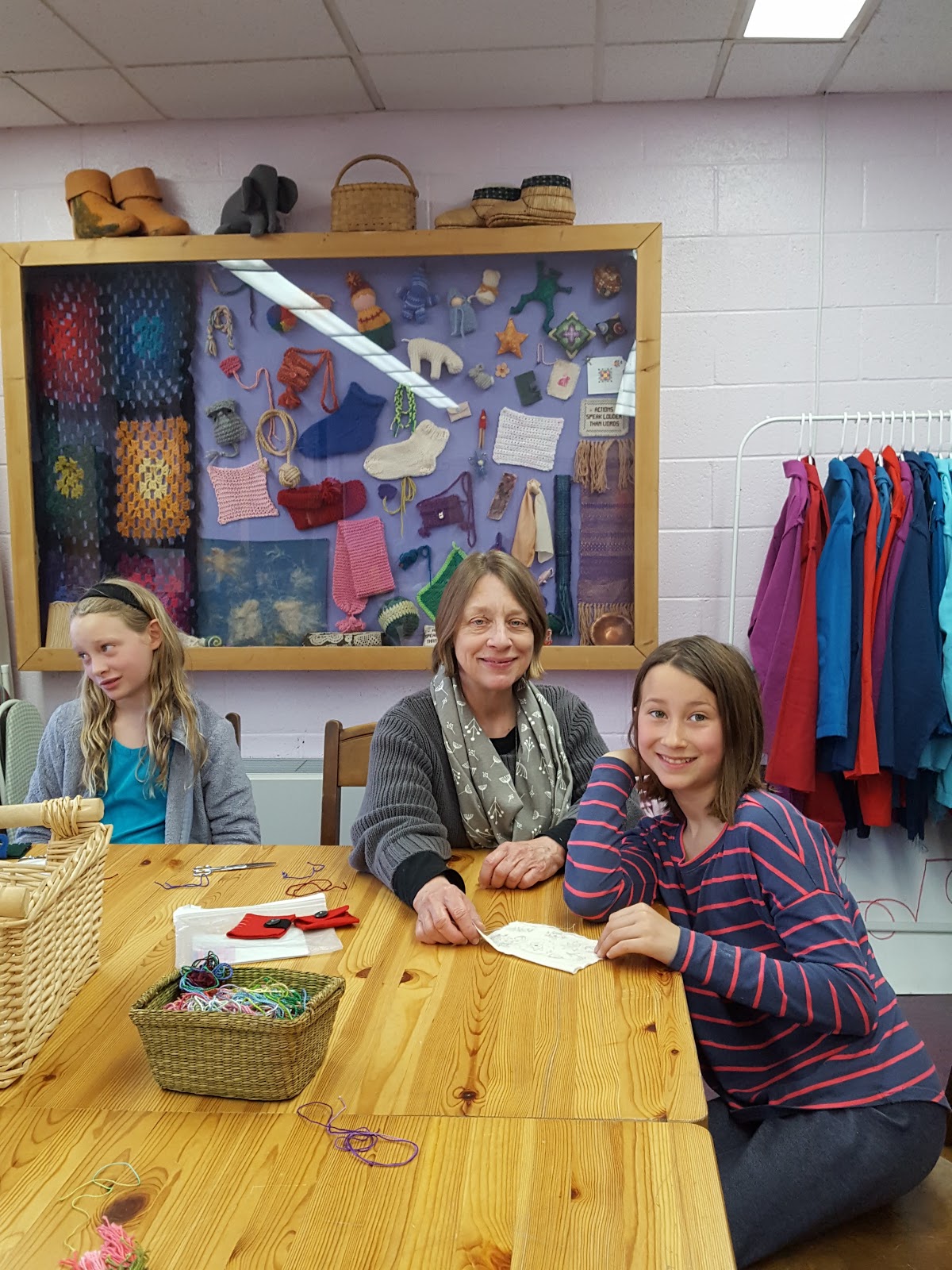 Teacher and student doing handwork