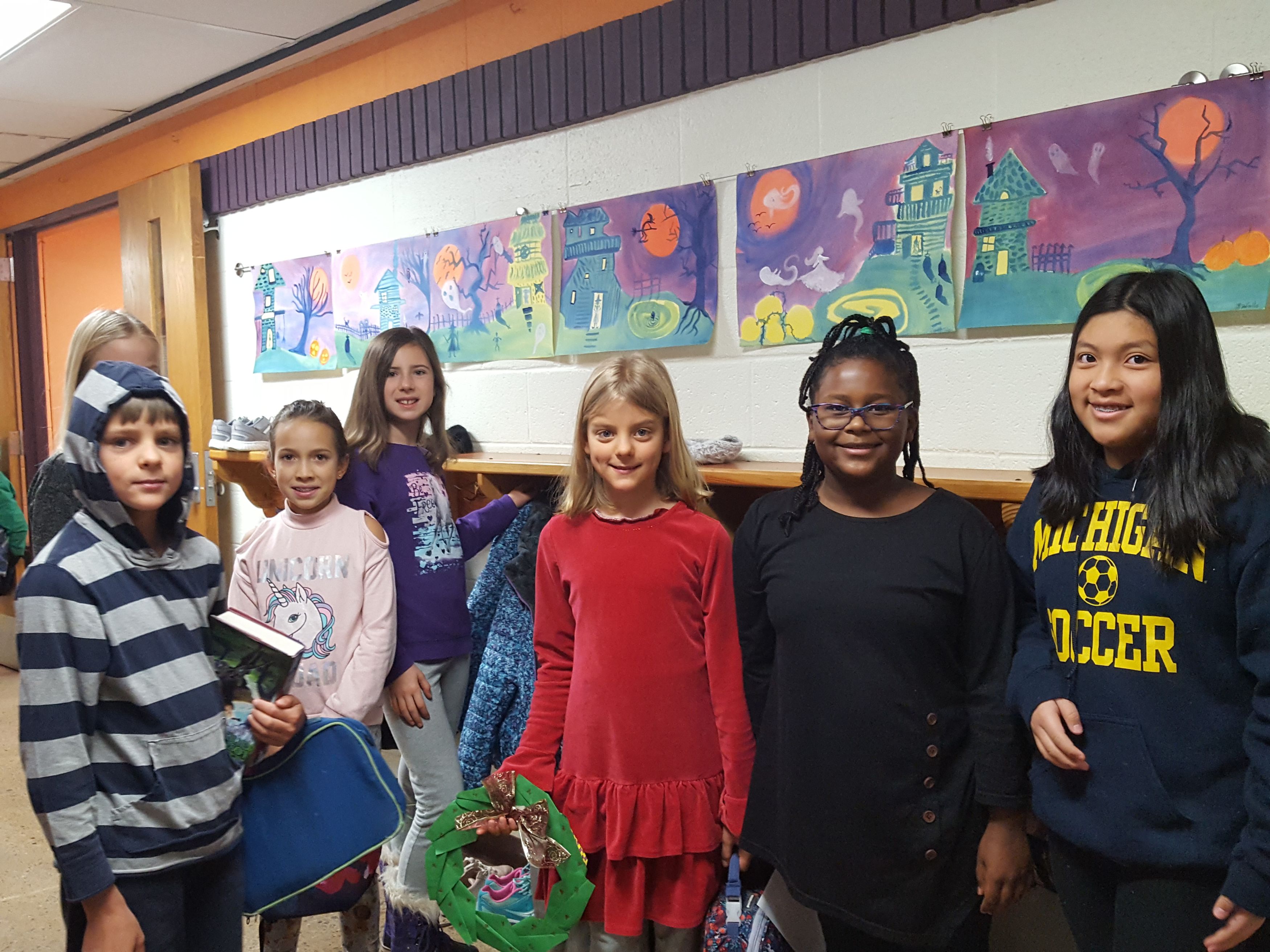 Group of students in school hallway