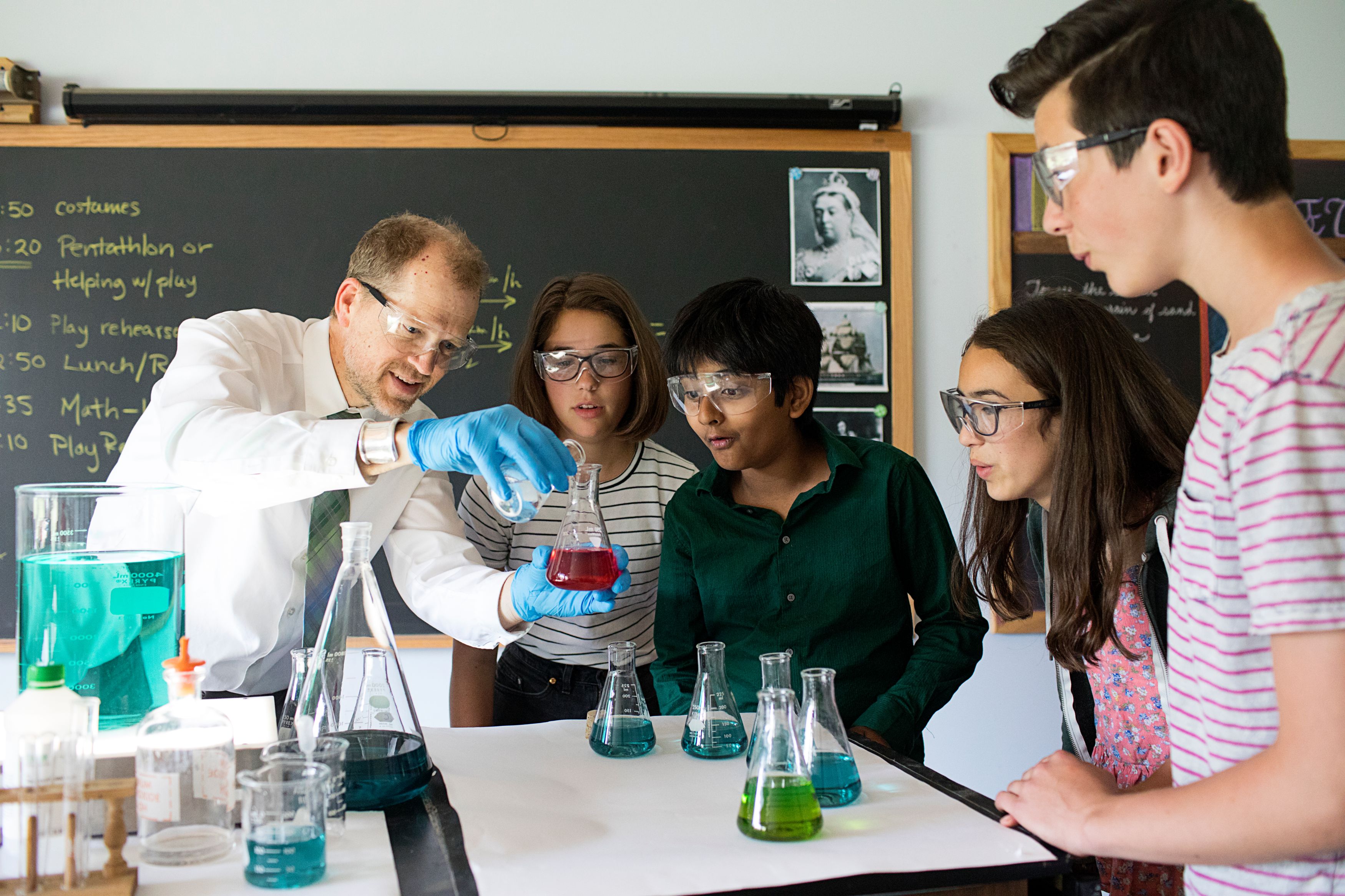 Chemistry Experiment with Teacher and Three Students