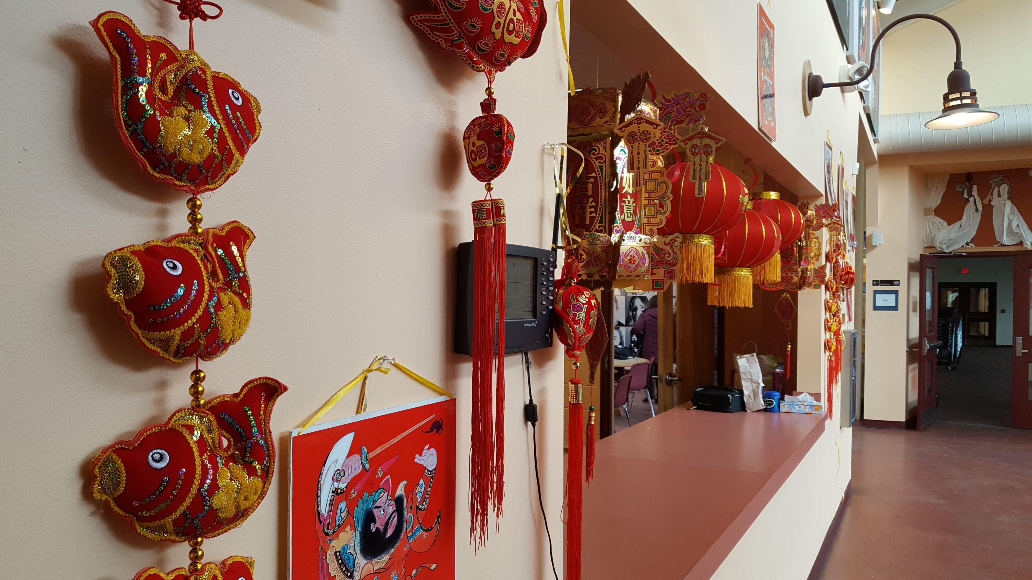 School Hallway Decorated for Lunar New Year