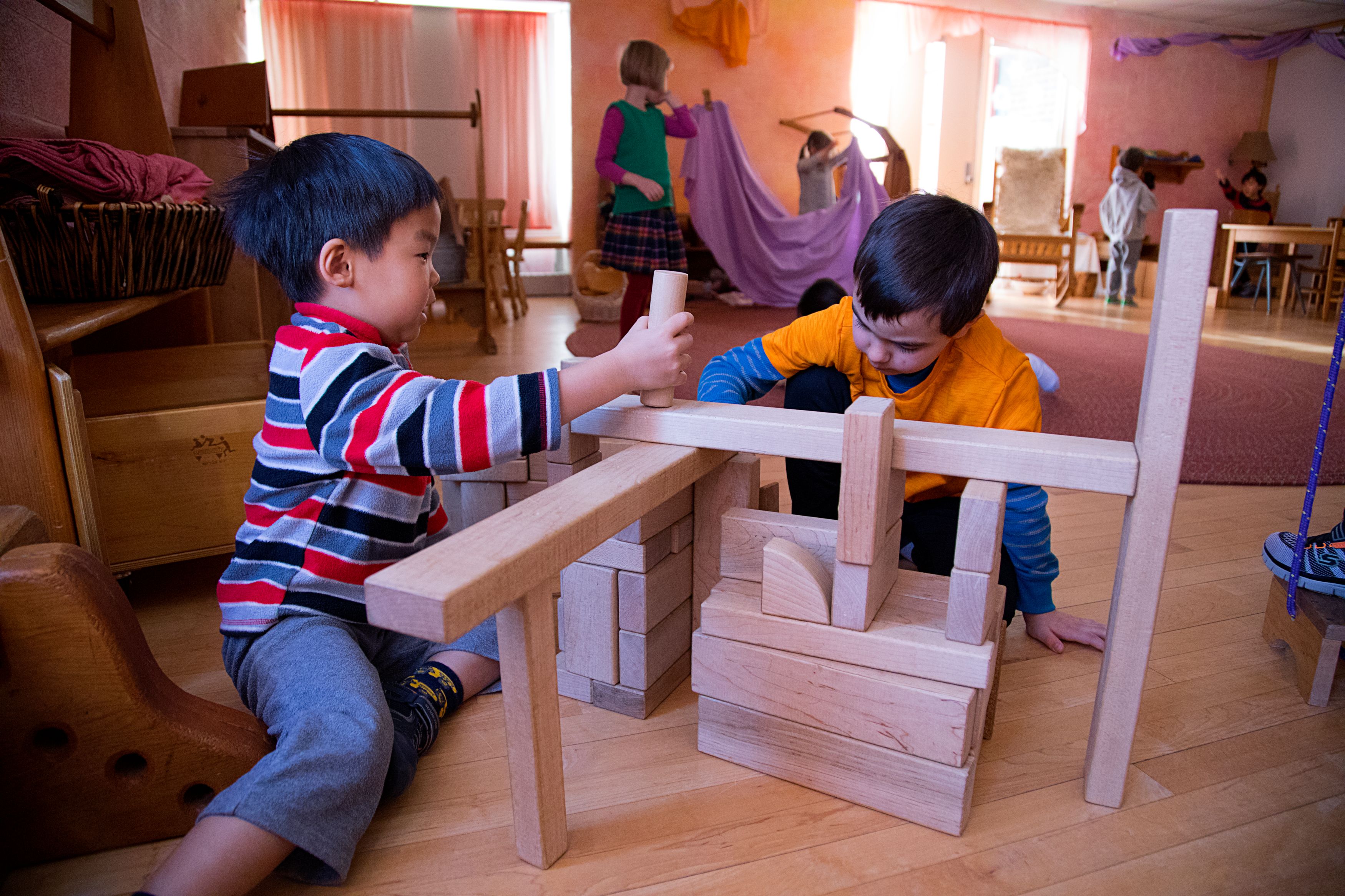 Children playing with blocks