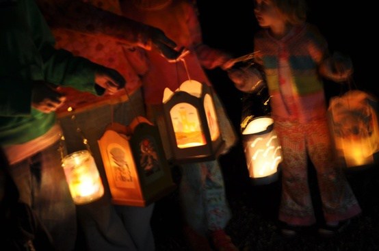 Lanterns Glowing in Dark